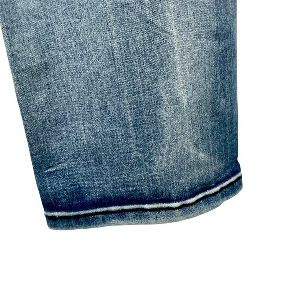 BAMBOO Y2K Low-Rise Faded Mid-Wash Embroidered Studded Skinny Jeans Womens 9/10 - Picture 10 of 14